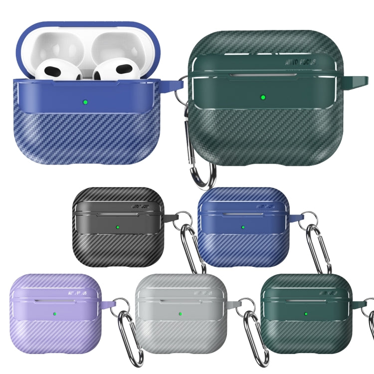 For AirPods 3 Carbon Fiber Texture Anti-fall Earphone Protective Case(Green) - For AirPods 3 by PMC Jewellery | Online Shopping South Africa | PMC Jewellery | Buy Now Pay Later Mobicred