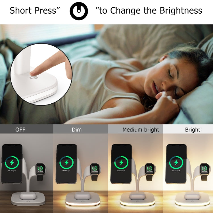 YM-UD22 15W 5 in 1 Magnetic Wireless Charger with Stand Function(White) - free shipping - PMC Jewellery - Order now!