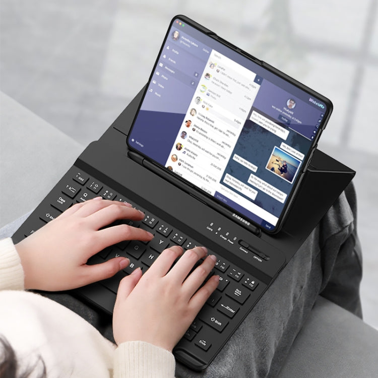 For Samsung Galaxy Z Fold4 5G Magnetic Folding Bluetooth Keyboard Leather Case(Carbon Fiber) - Samsung Keyboard by PMC Jewellery | Online Shopping South Africa | PMC Jewellery