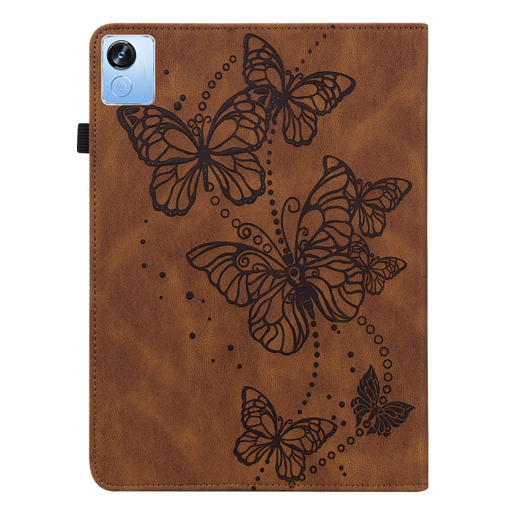 For Realme Pad X Embossed Butterfly Pattern Leather Tablet Case(Brown) - Realme by PMC TechLife | Online Shopping South Africa | PMC TechLife | Buy Now Pay Later Mobicred