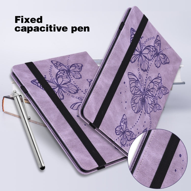 For Nokia T20 10.4 2021 Embossed Butterfly Pattern Leather Tablet Case(Purple) - Nokia by PMC TechLife | Online Shopping South Africa | PMC TechLife | Buy Now Pay Later Mobicred