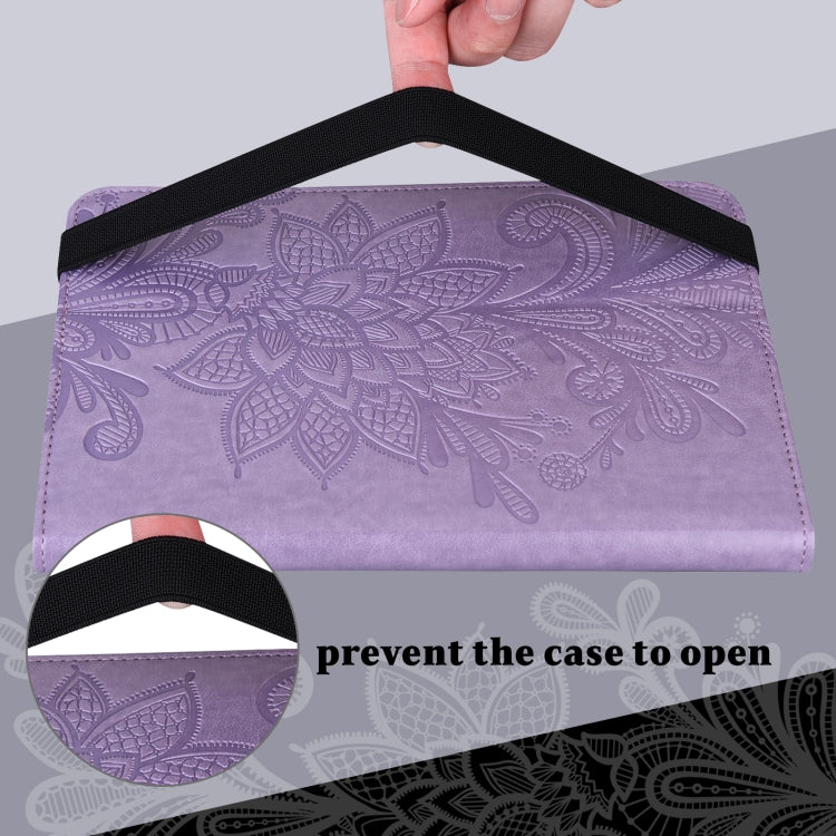For OPPO Pad Air 2022 Lace Flower Embossing Pattern Leather Tablet Case(Purple) - OPPO by PMC TechLife | Online Shopping South Africa | PMC TechLife | Buy Now Pay Later Mobicred