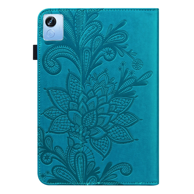 For Realme Pad X Lace Flower Embossing Pattern Leather Tablet Case(Blue) - Realme by PMC TechLife | Online Shopping South Africa | PMC TechLife | Buy Now Pay Later Mobicred