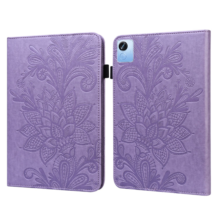 For Realme Pad X Lace Flower Embossing Pattern Leather Tablet Case(Purple) - Realme by PMC TechLife | Online Shopping South Africa | PMC TechLife | Buy Now Pay Later Mobicred