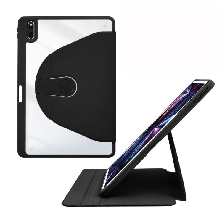 For Huawei MatePad 10.4 Acrylic 360 Degree Rotation Holder Tablet Leather Case(Black) - Huawei by PMC TechLife | Online Shopping South Africa | PMC TechLife | Buy Now Pay Later Mobicred