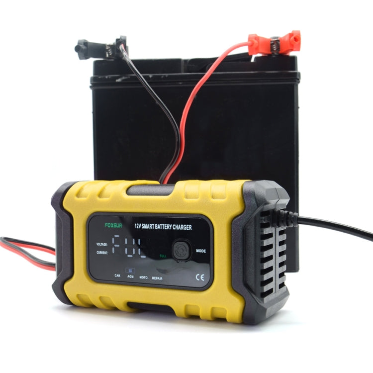 FOXSUR 6A 12V Motorcycle / Car Smart Battery Charger, Plug Type:UK Plug(Yellow) - free shipping - PMC TechLife - Order now!