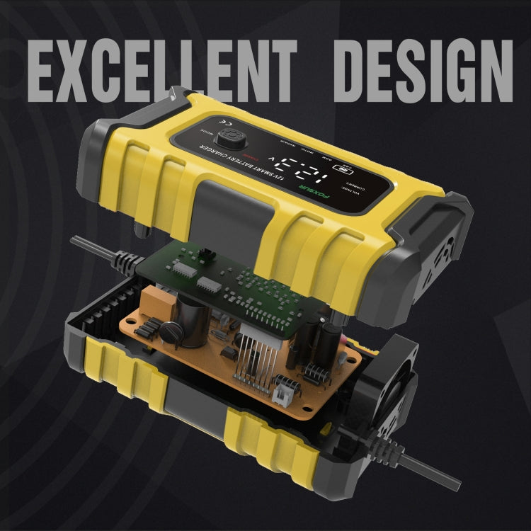 FOXSUR 6A 12V Motorcycle / Car Smart Battery Charger, Plug Type:UK Plug(Yellow) - free shipping - PMC TechLife - Order now!