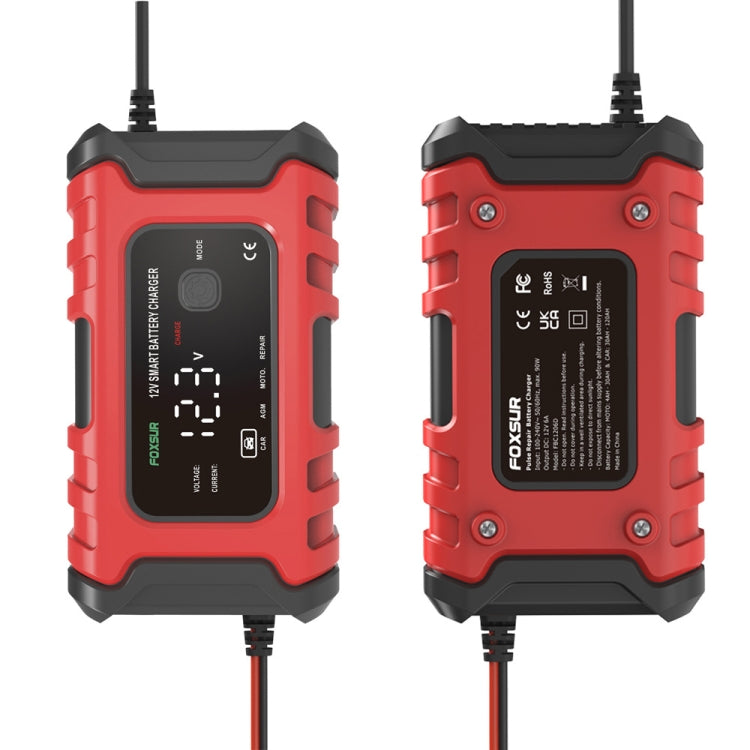 FOXSUR 6A 12V Motorcycle / Car Smart Battery Charger, Plug Type:UK Plug(Red) - free shipping - PMC TechLife - Order now!