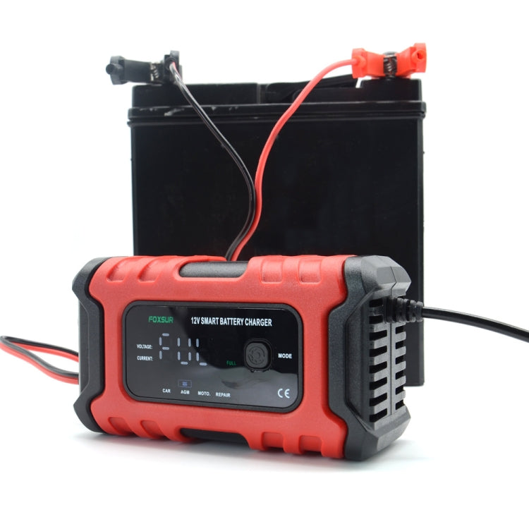 FOXSUR 6A 12V Motorcycle / Car Smart Battery Charger, Plug Type:EU Plug(Red) - Battery Charger by FOXSUR | Online Shopping South Africa | PMC Jewellery | Buy Now Pay Later Mobicred