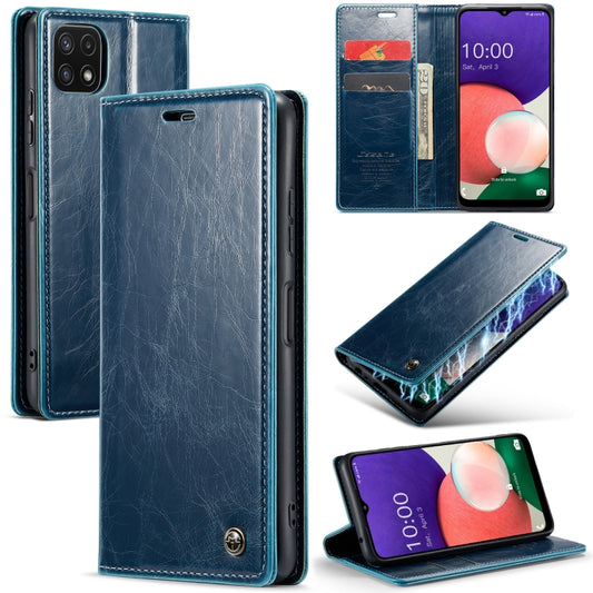 For Samsung Galaxy A22 5G / F42 5G CaseMe 003 Crazy Horse Texture Leather Phone Case(Blue) - Galaxy Phone Cases by CaseMe | Online Shopping South Africa | PMC Jewellery | Buy Now Pay Later Mobicred