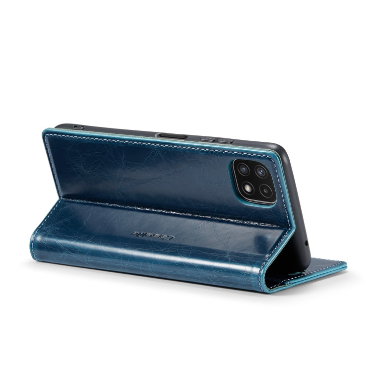 For Samsung Galaxy A22 5G / F42 5G CaseMe 003 Crazy Horse Texture Leather Phone Case(Blue) - Galaxy Phone Cases by CaseMe | Online Shopping South Africa | PMC Jewellery | Buy Now Pay Later Mobicred