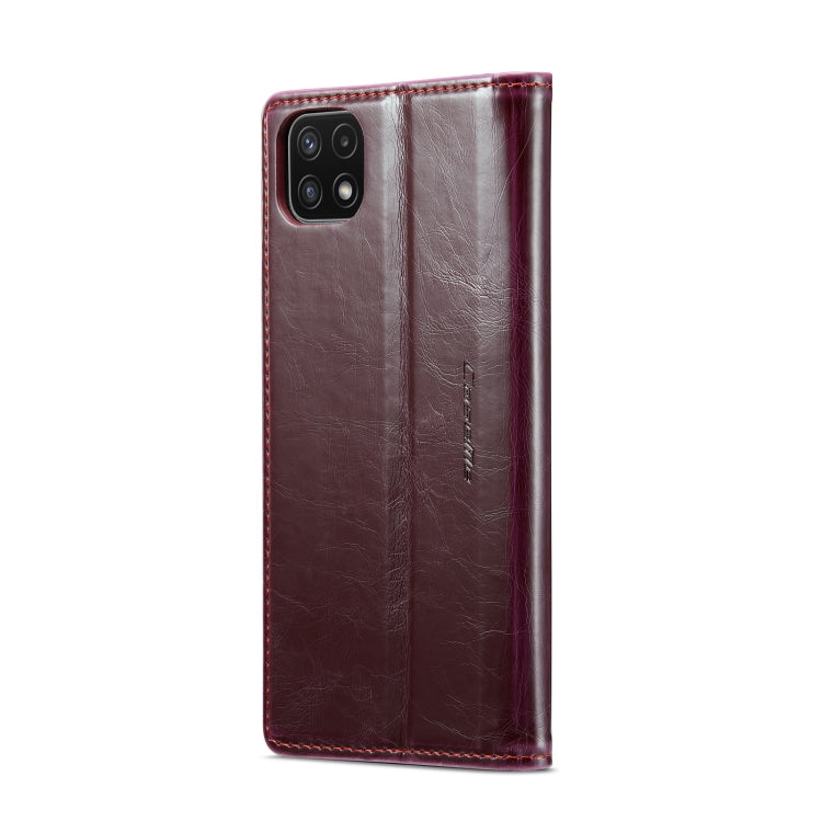 For Samsung Galaxy A22 5G / F42 5G CaseMe 003 Crazy Horse Texture Leather Phone Case(Wine Red) - Galaxy Phone Cases by CaseMe | Online Shopping South Africa | PMC Jewellery | Buy Now Pay Later Mobicred