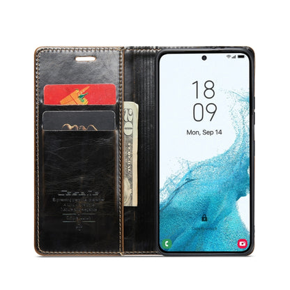 For Samsung Galaxy S22+ 5G CaseMe 003 Crazy Horse Texture Leather Phone Case(Coffee) - Galaxy S22+ 5G Cases by CaseMe | Online Shopping South Africa | PMC Jewellery | Buy Now Pay Later Mobicred