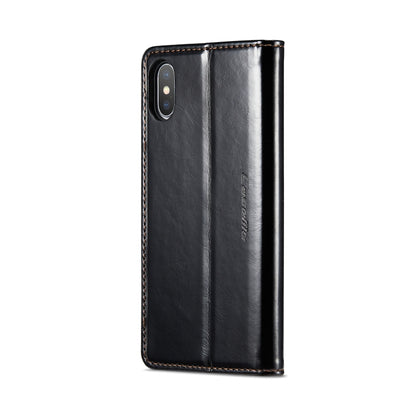 For iPhone XS Max CaseMe 003 Crazy Horse Texture Leather Phone Case(Black) - More iPhone Cases by CaseMe | Online Shopping South Africa | PMC Jewellery | Buy Now Pay Later Mobicred