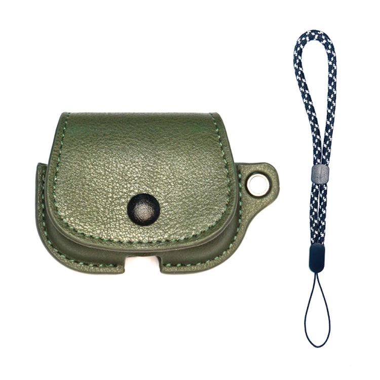 For AirPods 3 Backpack Style PU Leather Earphone Protective Case with Lanyard(Army Green) - For AirPods 3 by PMC Jewellery | Online Shopping South Africa | PMC Jewellery | Buy Now Pay Later Mobicred