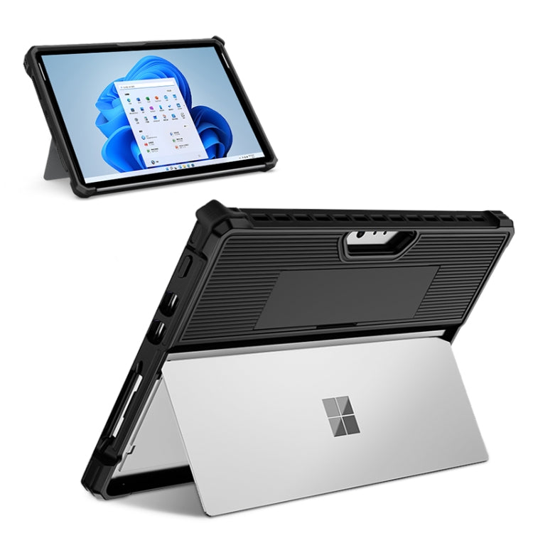 For Microsoft Surface Pro 9 Striped Hollow Tablet Case(Black) - free shipping - PMC TechLife - Order now!
