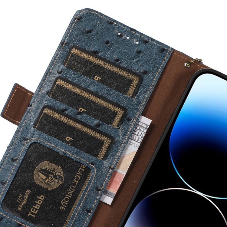 For Nokia X30 5G Ostrich Pattern Genuine Leather RFID Phone Case(Blue) - Nokia Cases by PMC TechLife | Online Shopping South Africa | PMC TechLife | Buy Now Pay Later Mobicred