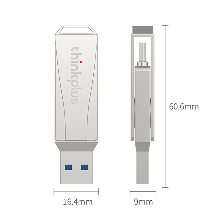 Lenovo Thinkplus MU252 USB 3.1 + USB-C / Type-C Flash Drive, Memory:128GB (Silver) - USB Flash Drives by Lenovo | Online Shopping South Africa | PMC Jewellery | Buy Now Pay Later Mobicred