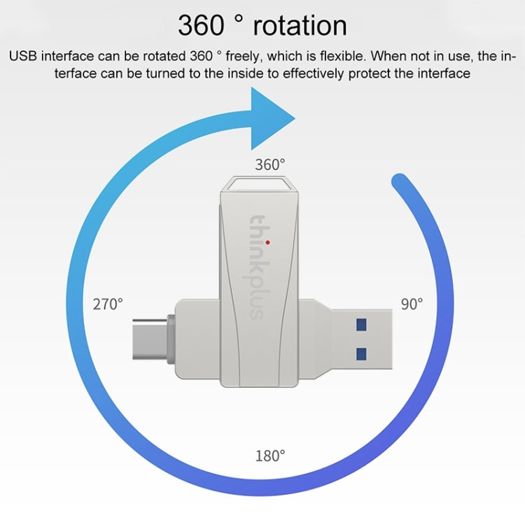 Lenovo Thinkplus MU252 USB 3.1 + USB-C / Type-C Flash Drive, Memory:128GB (Silver) - USB Flash Drives by Lenovo | Online Shopping South Africa | PMC Jewellery | Buy Now Pay Later Mobicred