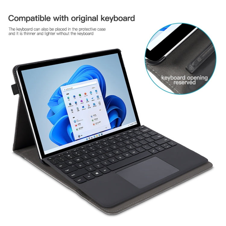 For Microsoft Surface Pro 7 / 6 / 5 / 4 Cloth Texture Stitching Leather Tablet Case(Black Grey) - Others by PMC TechLife | Online Shopping South Africa | PMC TechLife | Buy Now Pay Later Mobicred
