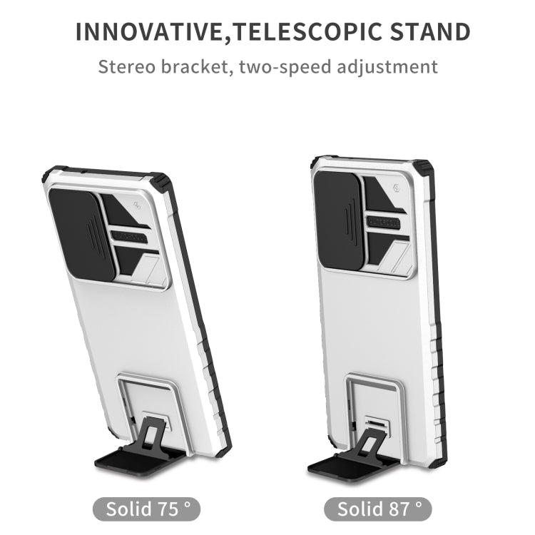 For Samsung Galaxy S23 Ultra 5G Stereoscopic Holder Sliding Camshield Phone Case(White) - Galaxy S23 Ultra 5G Cases by PMC Jewellery | Online Shopping South Africa | PMC Jewellery | Buy Now Pay Later Mobicred