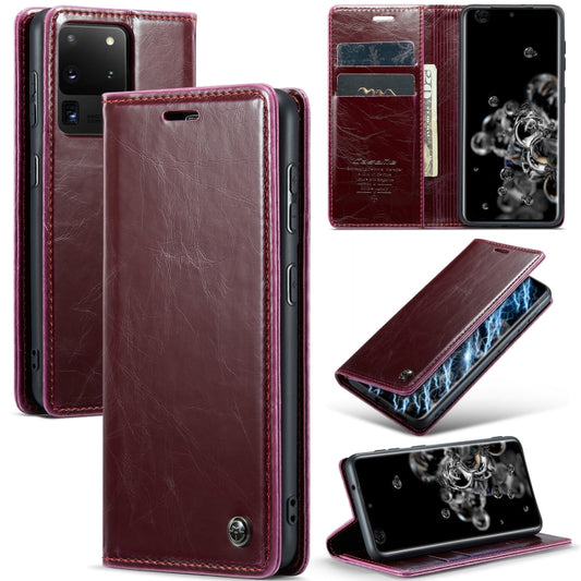 For Samsung Galaxy S20 Ultra CaseMe 003 Crazy Horse Texture Leather Phone Case(Wine Red) - Galaxy Phone Cases by CaseMe | Online Shopping South Africa | PMC Jewellery | Buy Now Pay Later Mobicred