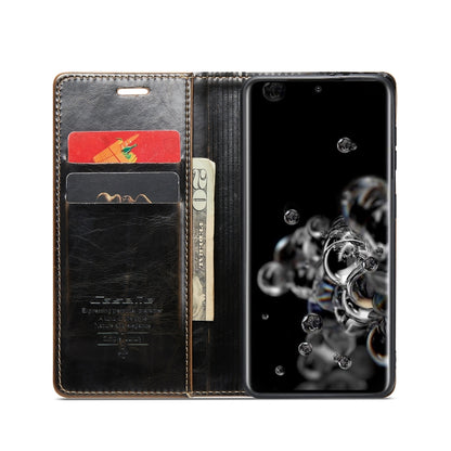 For Samsung Galaxy S20 Ultra CaseMe 003 Crazy Horse Texture Leather Phone Case(Coffee) - Galaxy Phone Cases by CaseMe | Online Shopping South Africa | PMC Jewellery | Buy Now Pay Later Mobicred