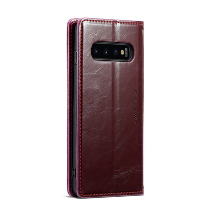 For Samsung Galaxy S10 CaseMe 003 Crazy Horse Texture Leather Phone Case(Wine Red) - Galaxy Phone Cases by CaseMe | Online Shopping South Africa | PMC Jewellery | Buy Now Pay Later Mobicred