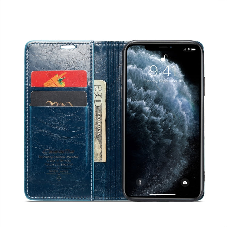 For iPhone 11 Pro Max CaseMe 003 Crazy Horse Texture Leather Phone Case(Blue) - iPhone 11 Pro Max Cases by CaseMe | Online Shopping South Africa | PMC Jewellery | Buy Now Pay Later Mobicred