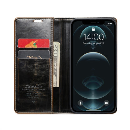 For iPhone 12 Pro Max CaseMe 003 Crazy Horse Texture Leather Phone Case(Coffee) - iPhone 12 Pro Max Cases by CaseMe | Online Shopping South Africa | PMC Jewellery | Buy Now Pay Later Mobicred