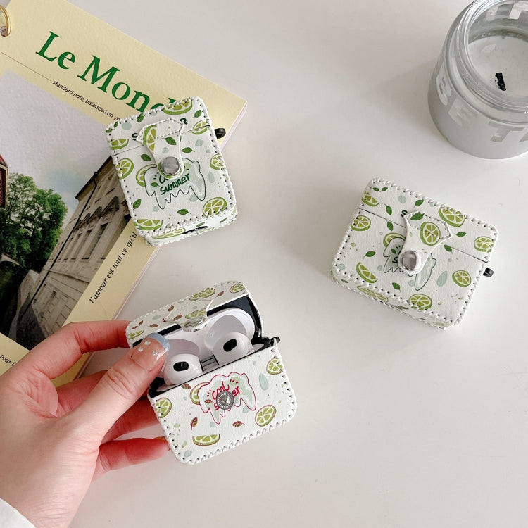 For AirPods Pro 2 PU Leather Wireless Earphone Case(Lemon) - For AirPods Pro 2 by PMC Jewellery | Online Shopping South Africa | PMC Jewellery | Buy Now Pay Later Mobicred