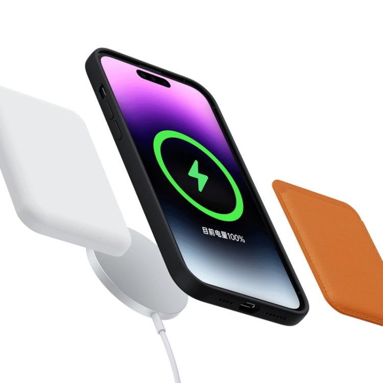 For iPhone 14 Pro CD Texture MagSafe Liquid Silicone Phone Case(Orange) - iPhone 14 Pro Cases by PMC TechLife | Online Shopping South Africa | PMC TechLife
