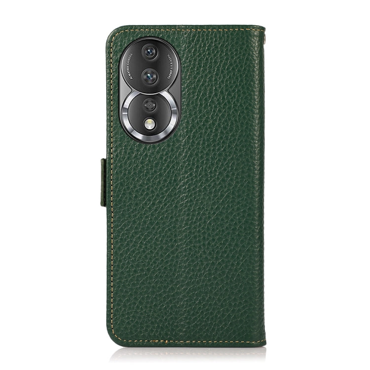 For Honor 80 Pro KHAZNEH Side-Magnetic Litchi Genuine Leather RFID Phone Case(Green) - Honor Cases by PMC TechLife | Online Shopping South Africa | PMC TechLife | Buy Now Pay Later Mobicred
