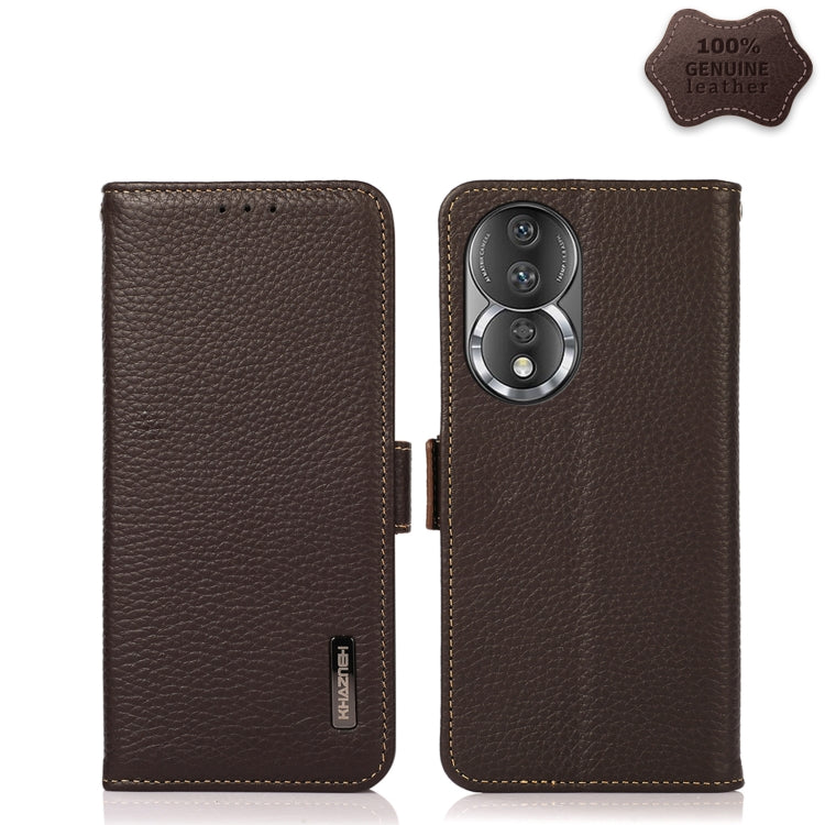 For Honor 80 Pro KHAZNEH Side-Magnetic Litchi Genuine Leather RFID Phone Case(Brown) - Honor Cases by PMC TechLife | Online Shopping South Africa | PMC TechLife | Buy Now Pay Later Mobicred