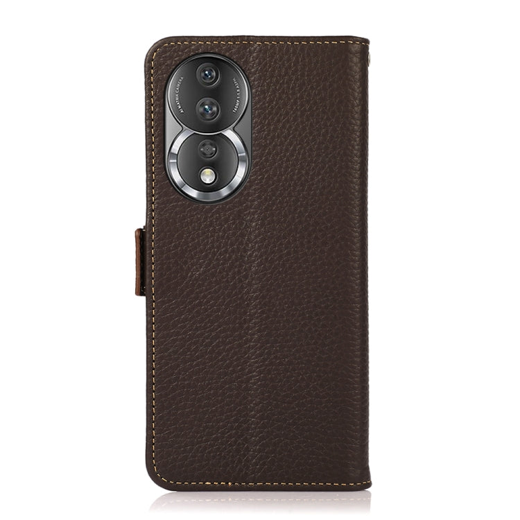 For Honor 80 Pro KHAZNEH Side-Magnetic Litchi Genuine Leather RFID Phone Case(Brown) - Honor Cases by PMC TechLife | Online Shopping South Africa | PMC TechLife | Buy Now Pay Later Mobicred