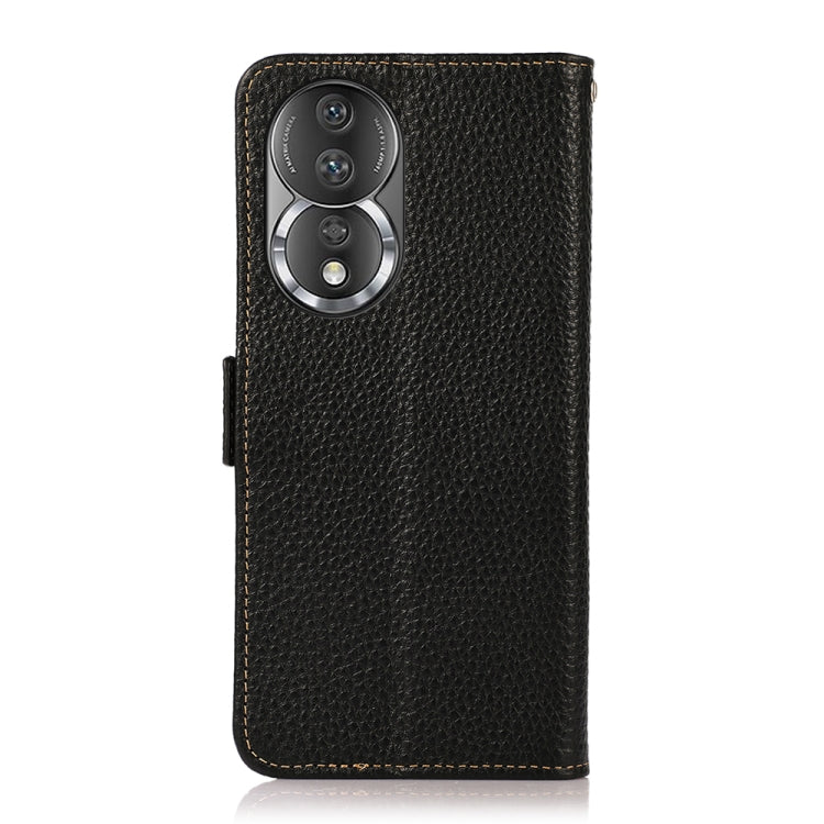 For Honor 80 KHAZNEH Side-Magnetic Litchi Genuine Leather RFID Phone Case(Black) - Honor Cases by PMC TechLife | Online Shopping South Africa | PMC TechLife | Buy Now Pay Later Mobicred