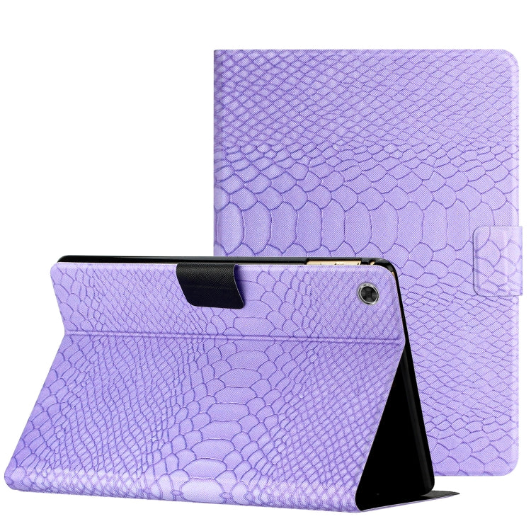 For Lenovo Tab M10 Plus Solid Color Crocodile Texture Leather Smart Tablet Case(Purple) - Lenovo by PMC TechLife | Online Shopping South Africa | PMC TechLife | Buy Now Pay Later Mobicred