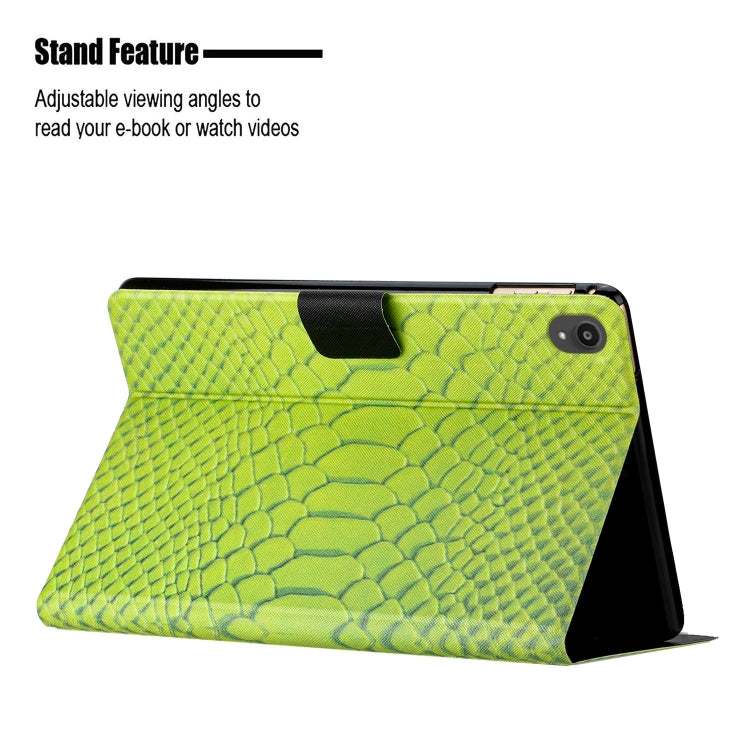 For Lenovo Tab P11 Solid Color Crocodile Texture Leather Smart Tablet Case(Green) - Lenovo by PMC TechLife | Online Shopping South Africa | PMC TechLife | Buy Now Pay Later Mobicred