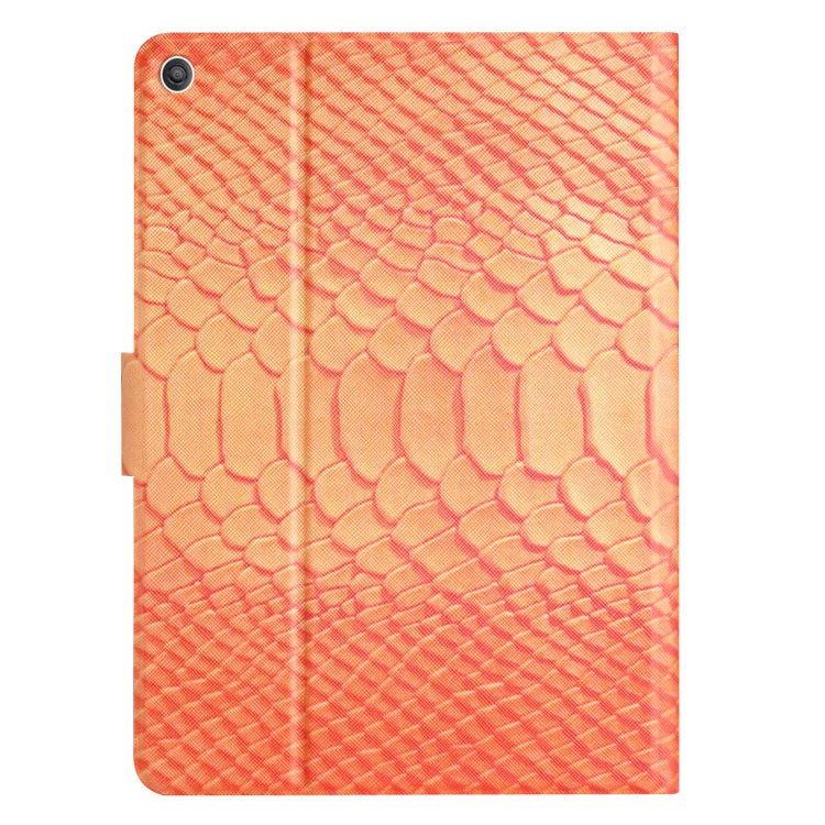 For Amazon Kindle Fire HD 10 2019/2017/2015 Solid Color Crocodile Texture Leather Smart Tablet Case(Orange) - Amazon by PMC TechLife | Online Shopping South Africa | PMC TechLife | Buy Now Pay Later Mobicred