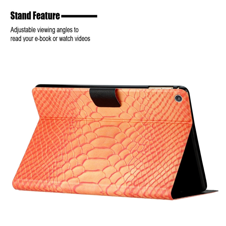 For Amazon Kindle Fire HD 10 2019/2017/2015 Solid Color Crocodile Texture Leather Smart Tablet Case(Orange) - Amazon by PMC TechLife | Online Shopping South Africa | PMC TechLife | Buy Now Pay Later Mobicred