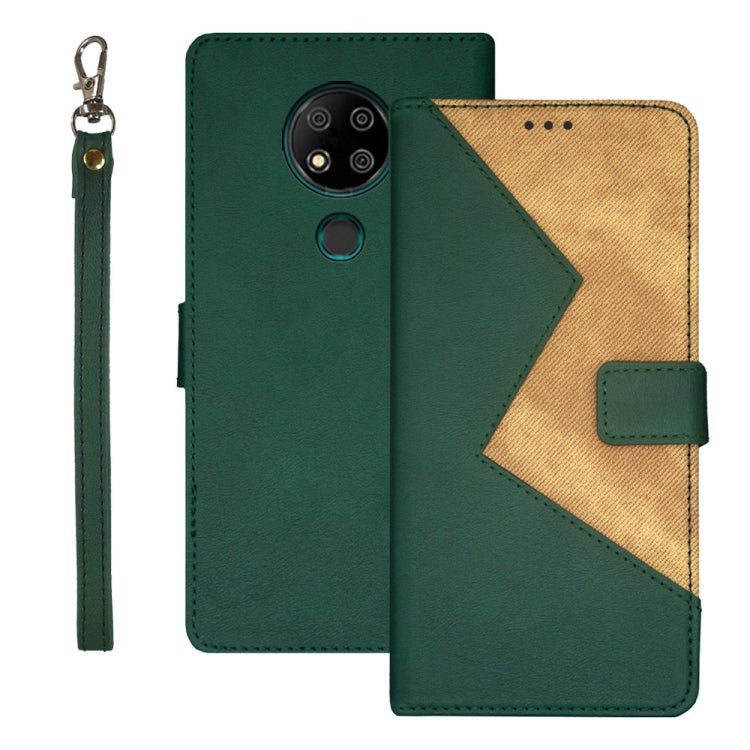 For Oukitel C19 Pro idewei Two-color Splicing Leather Phone Case(Green) - More Brand by idewei | Online Shopping South Africa | PMC Jewellery | Buy Now Pay Later Mobicred