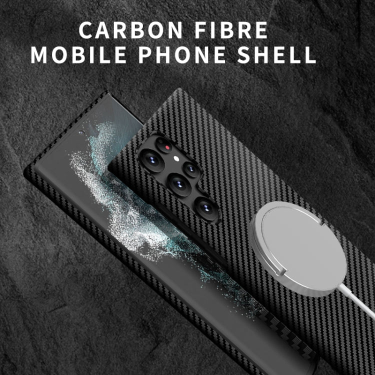 For Samsung Galaxy S23 5G Carbon Fiber Texture MagSafe Magnetic Phone Case(Blue) - Galaxy S23 5G Cases by PMC TechLife | Online Shopping South Africa | PMC TechLife