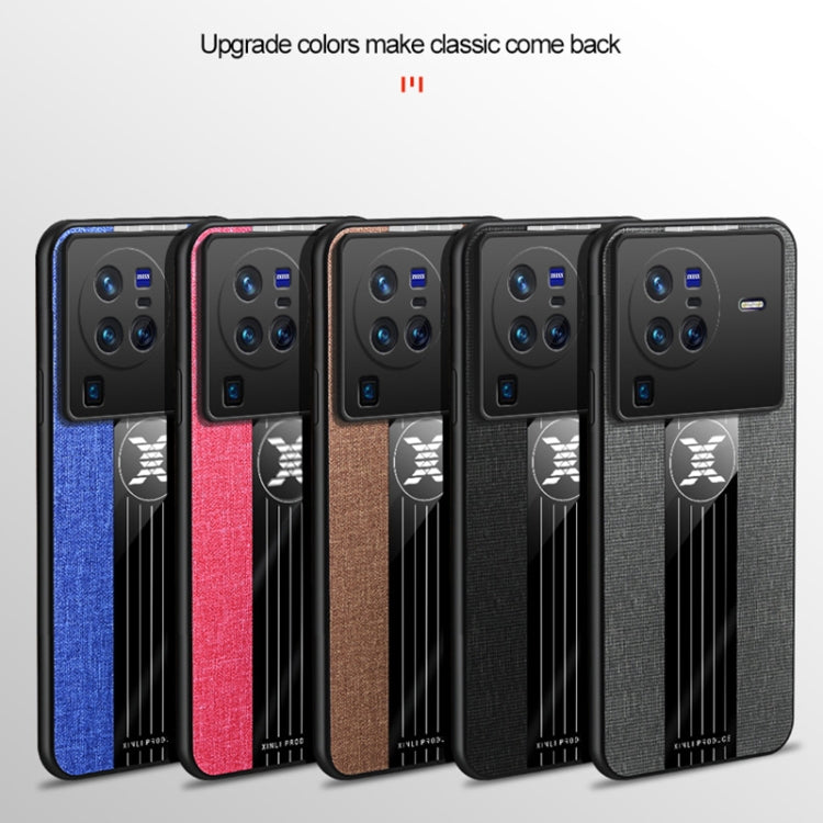 For vivo X80 Pro XINLI Stitching Cloth Textue TPU Phone Case with Ring Holder(Red) - vivo Cases by XINLI | Online Shopping South Africa | PMC TechLife