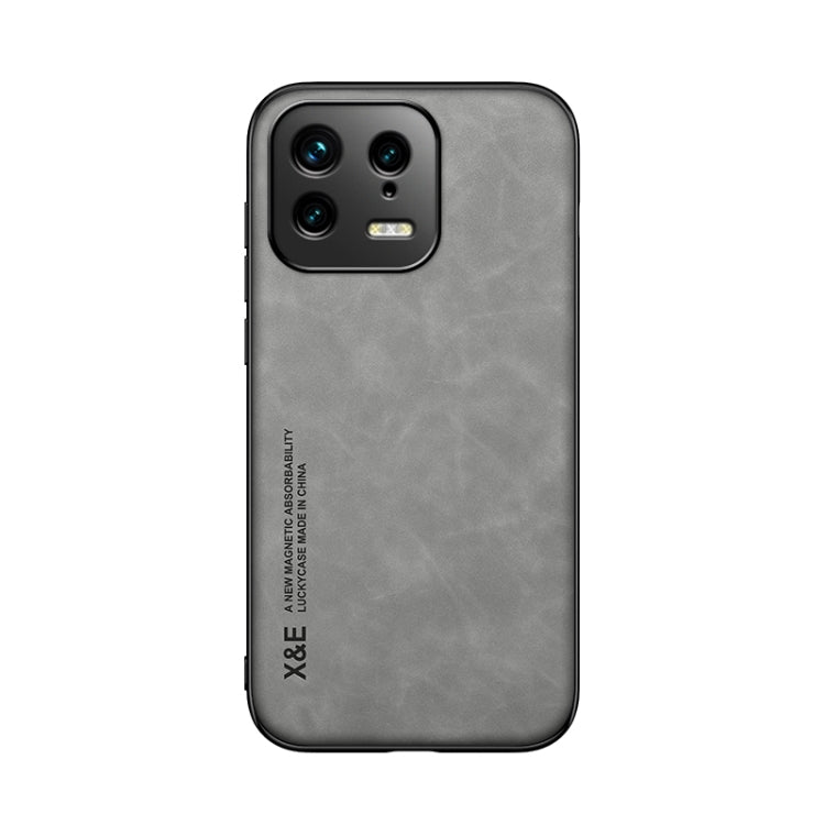 For Xiaomi 13 Skin Feel Magnetic Leather Back Phone Case(Light Grey) - 13 Cases by PMC TechLife | Online Shopping South Africa | PMC TechLife