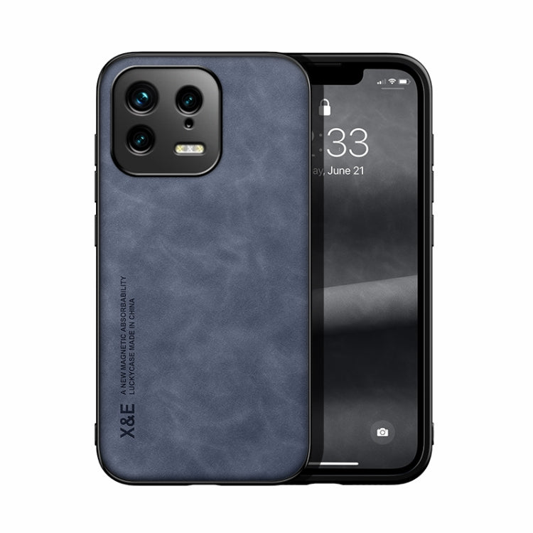 For Xiaomi 13 Skin Feel Magnetic Leather Back Phone Case(Blue) - 13 Cases by PMC TechLife | Online Shopping South Africa | PMC TechLife