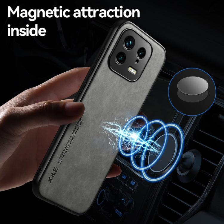 For Xiaomi 13 Skin Feel Magnetic Leather Back Phone Case(Blue) - 13 Cases by PMC TechLife | Online Shopping South Africa | PMC TechLife