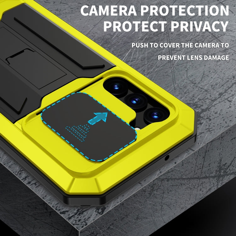 For Samsung Galaxy S23+ 5G R-JUST Sliding Camera Design Life Waterproof Dustproof Shockproof Phone Case(Yellow) - Galaxy S23+ 5G Cases by R-JUST | Online Shopping South Africa | PMC Jewellery | Buy Now Pay Later Mobicred