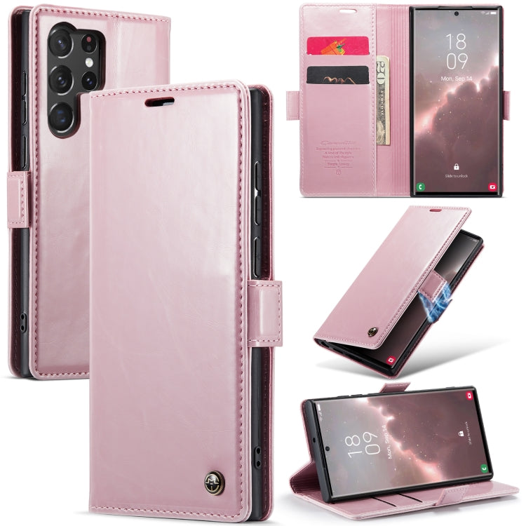 For Samsung Galaxy S23 Ultra 5G CaseMe 003 Crazy Horse Texture Leather Phone Case(Rose Gold) - Galaxy S23 Ultra 5G Cases by CaseMe | Online Shopping South Africa | PMC Jewellery | Buy Now Pay Later Mobicred