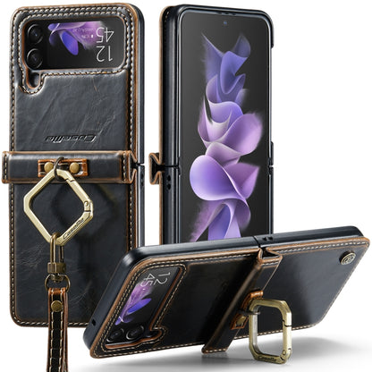 For Samsung Galaxy Z Flip3 5G CaseMe 003 Crazy Horse Texture Leather Phone Case with Lanyard(Coffee) - Galaxy Phone Cases by CaseMe | Online Shopping South Africa | PMC Jewellery | Buy Now Pay Later Mobicred