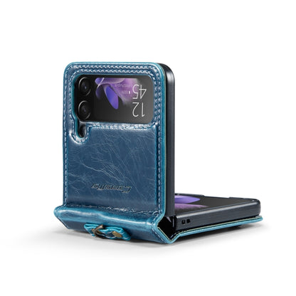 For Samsung Galaxy Z Flip3 5G CaseMe 003 Crazy Horse Texture Leather Phone Case with Lanyard(Blue) - Galaxy Phone Cases by CaseMe | Online Shopping South Africa | PMC Jewellery | Buy Now Pay Later Mobicred